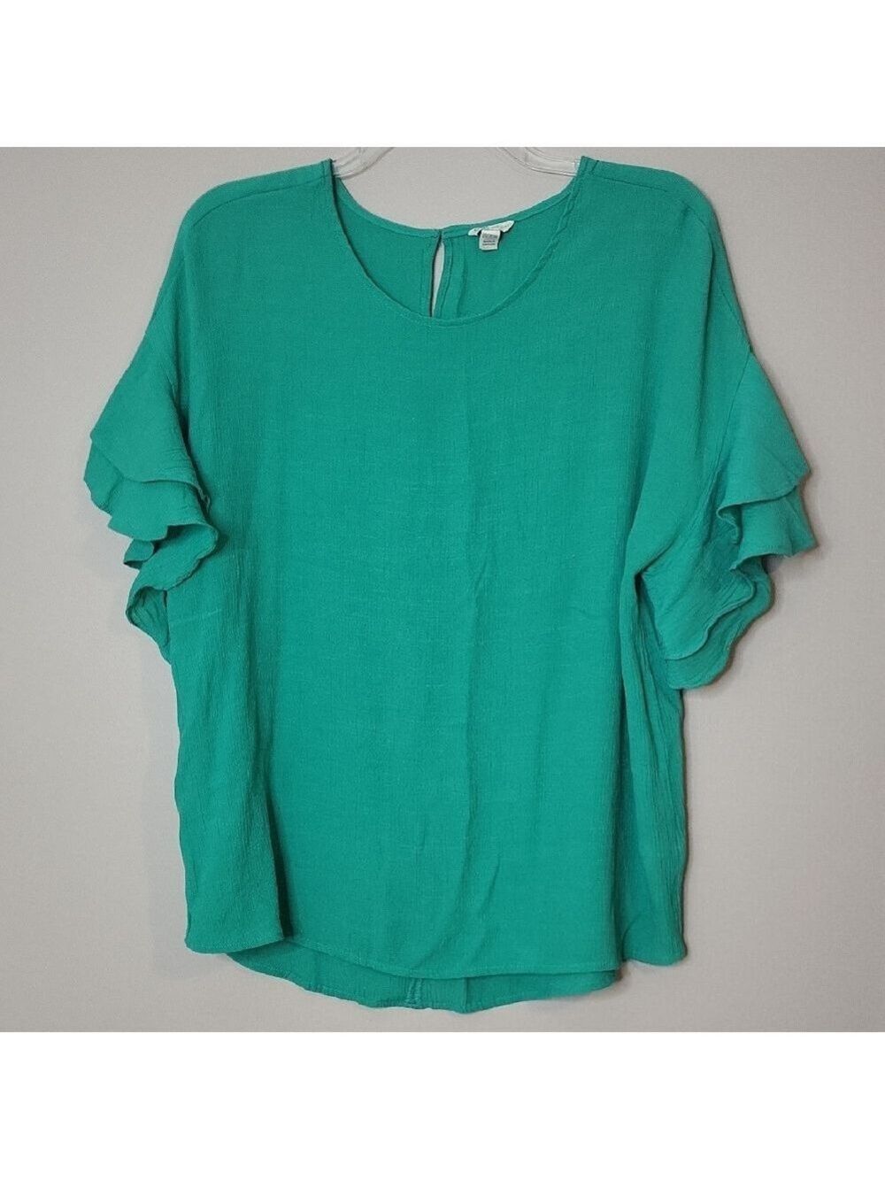 Womens |Teal Ruffle Sleeve Women's Top| BB-Dsst0130